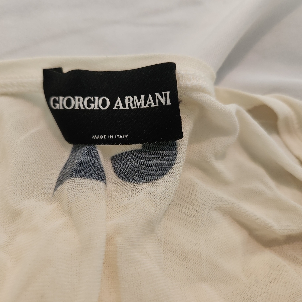 Giorgio Armani White Short Sleeve Tee Mesh Silk Fashion Designer Layer View 6